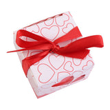 50Pcs Square Shape Wedding Birthday Party Favor Chocolate Candy Gift Boxes with Ribbon Red - Top-Down View