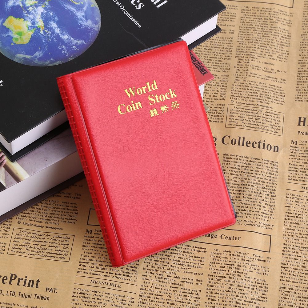New 120 Pockets 10 Pages World Coin Storage Folder Album Money Collecting Holder Book Red