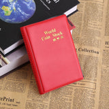 New 120 Pockets 10 Pages World Coin Storage Folder Album Money Collecting Holder Book Red - Top-Down View