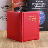 New 120 Pockets 10 Pages World Coin Storage Folder Album Money Collecting Holder Book Red - Low Angle