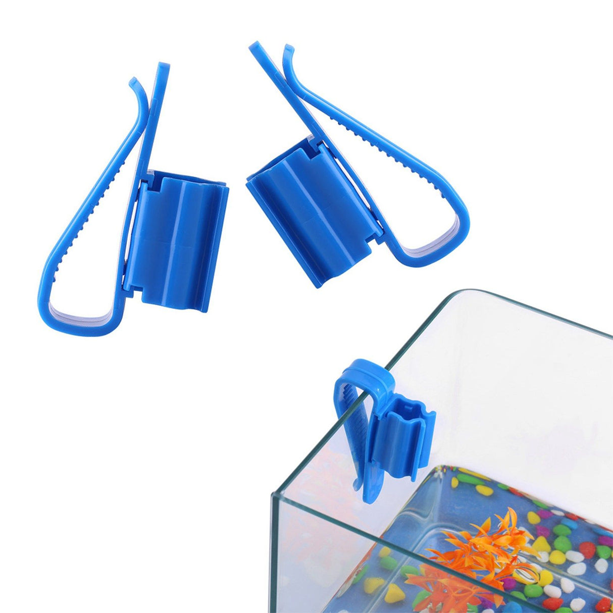 2Pcs Multifunction Plastic Adjustable Fish Tank Mounting Clip Water Pipe Tube Clamp Hose Holder