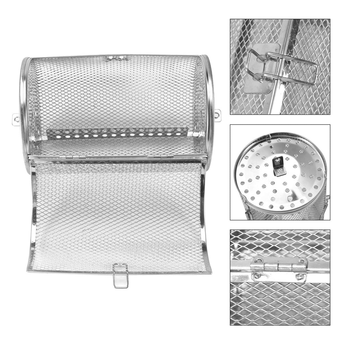 12*18cm Stainless Steel Bakeware Oven Roast Baking Rotary Nuts Beans Peanut Basket BBQ Grill