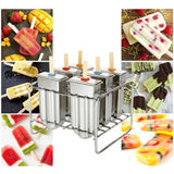 Ice Lolly Mold Stainless Steel Popsicle Mold Ice Cream Mould with Stainless Steel Stick Holder - Top-Down View
