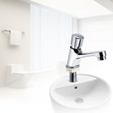 Public Ktchen Bathroom Chrome Plated Self Closing Water Saving Time Delay Basin Sink Tap Faucet Female Thread G1/2