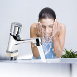 Public Ktchen Bathroom Chrome Plated Self Closing Water Saving Time Delay Basin Sink Tap Faucet Female Thread G1/2