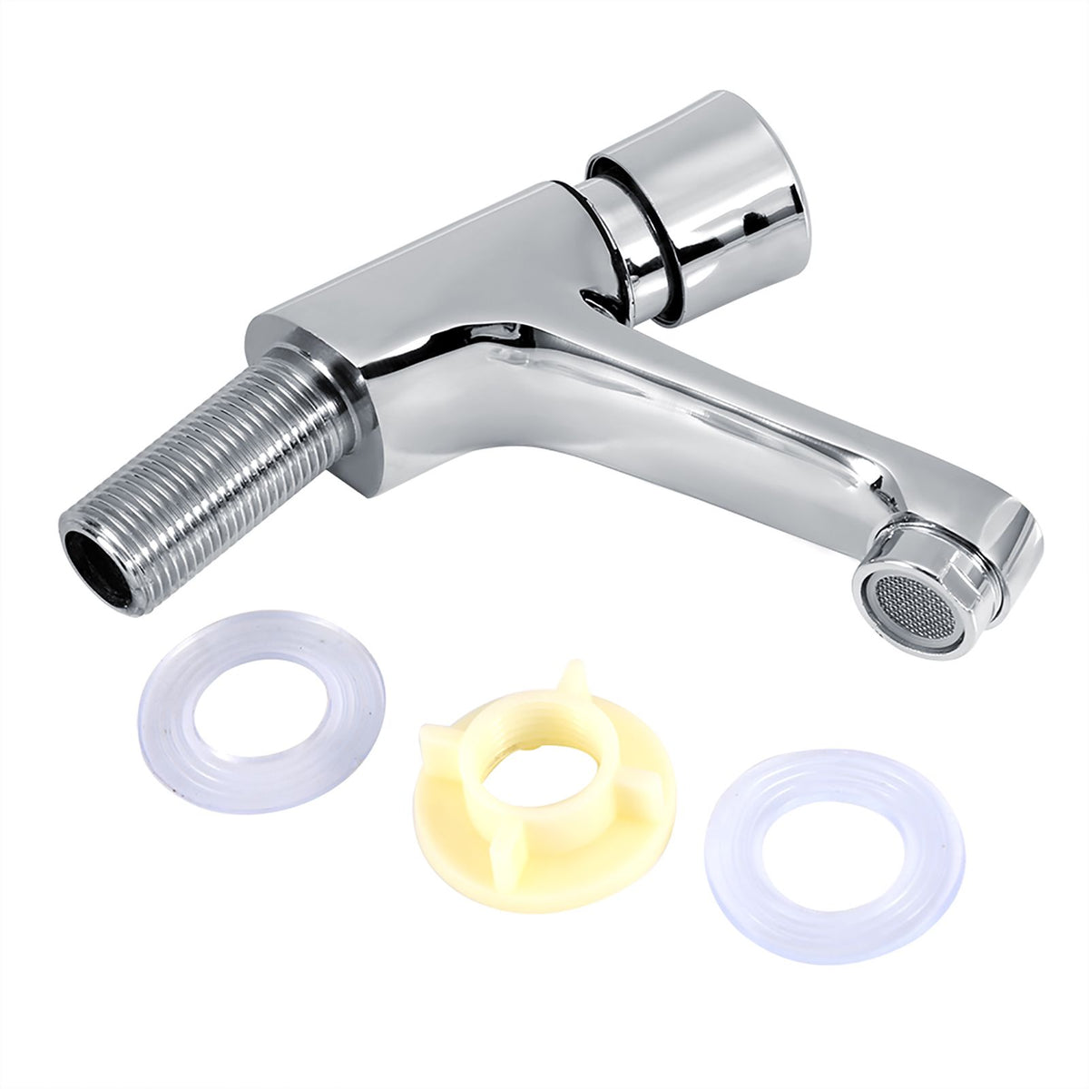 Public Ktchen Bathroom Chrome Plated Self Closing Water Saving Time Delay Basin Sink Tap Faucet Female Thread G1/2