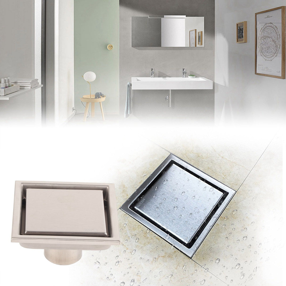 Home Stainless Steel Square Shape Antiodor Bathroom Floor Drain Waste Gate Shower Drainer
