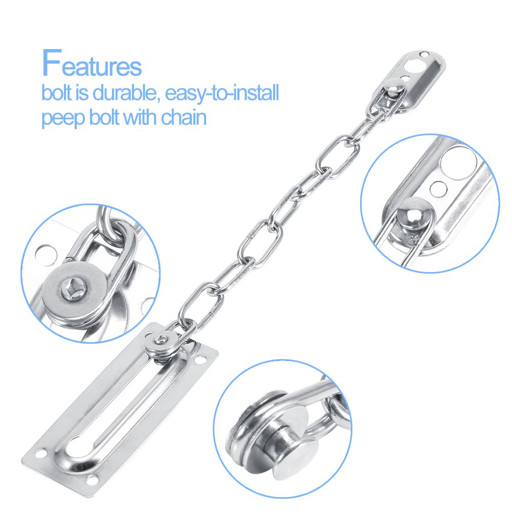 Stainless Steel Safety Guard Door Chain Security Lock Latch With Screws(Silver)