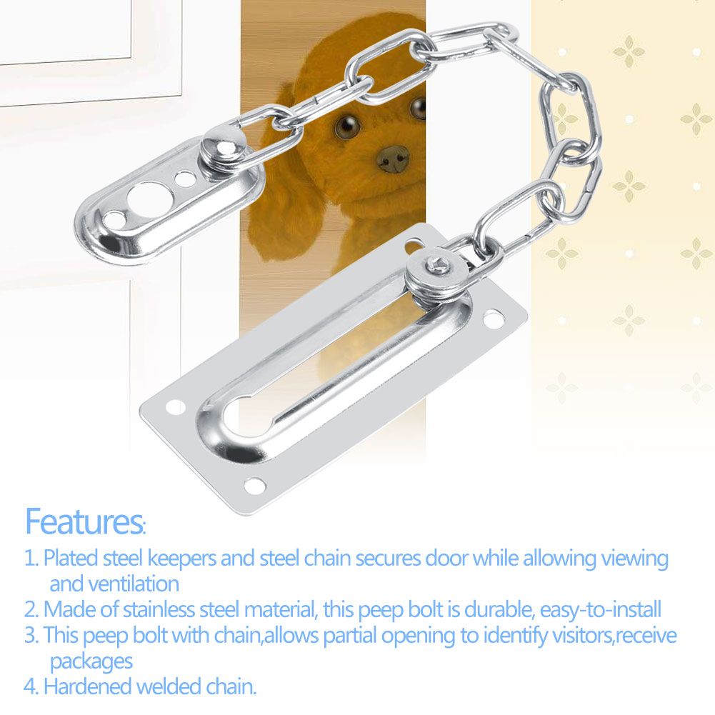 Stainless Steel Safety Guard Door Chain Security Lock Latch With Screws(Silver)