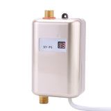 220V 3800W Mini Electric Tankless Instant Hot Water Heater Bathroom Kitchen Washing Golden