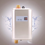 220V 3800W Mini Electric Tankless Instant Hot Water Heater Bathroom Kitchen Washing Golden - 45-Degree Angle