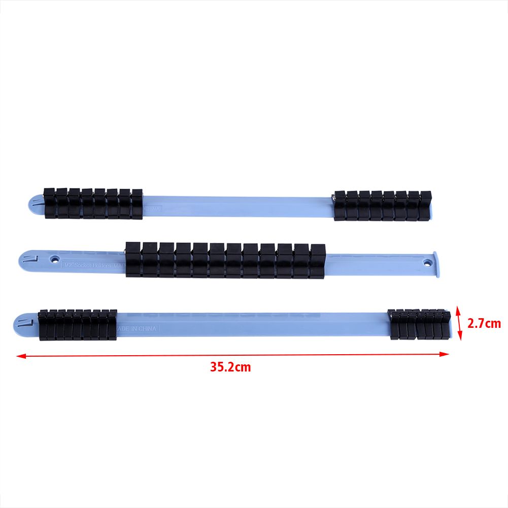3Pcs 1/4" 3/8" 1/2" Plastic Wall Mounted Socket Storage Rack Divider Rail Tray Holder Organizer