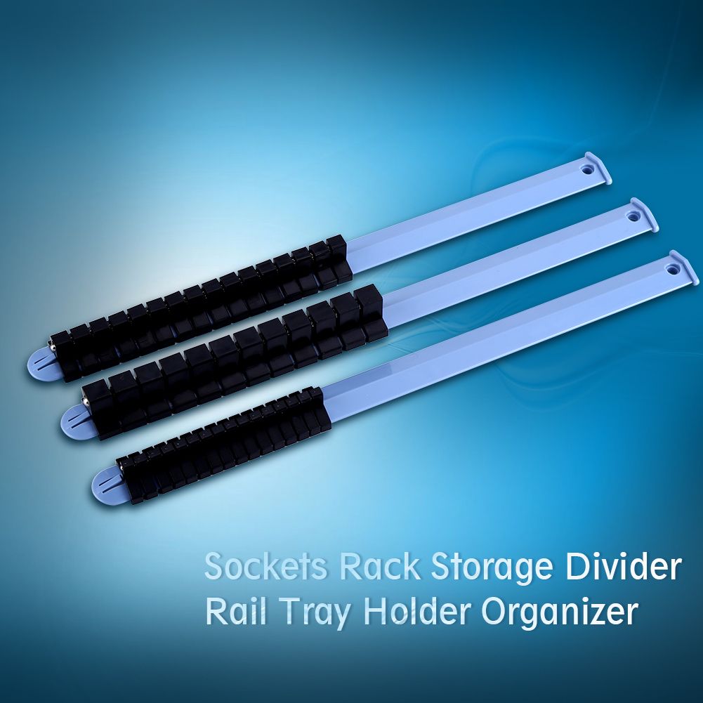 3Pcs 1/4" 3/8" 1/2" Plastic Wall Mounted Socket Storage Rack Divider Rail Tray Holder Organizer