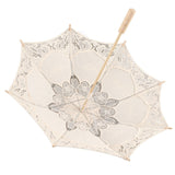 Lady Wedding Lace Umbrella Parasol Sun Umbrellas Party Bridal Photo Taking Decor(Ivory Large)