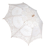 Lady Wedding Lace Umbrella Parasol Sun Umbrellas Party Bridal Photo Taking Decor(Ivory Large) - Front View