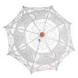 Lady Wedding Lace Umbrella Parasol Sun Umbrellas Party Bridal Photo Taking Decor(Ivory Large) - Side View