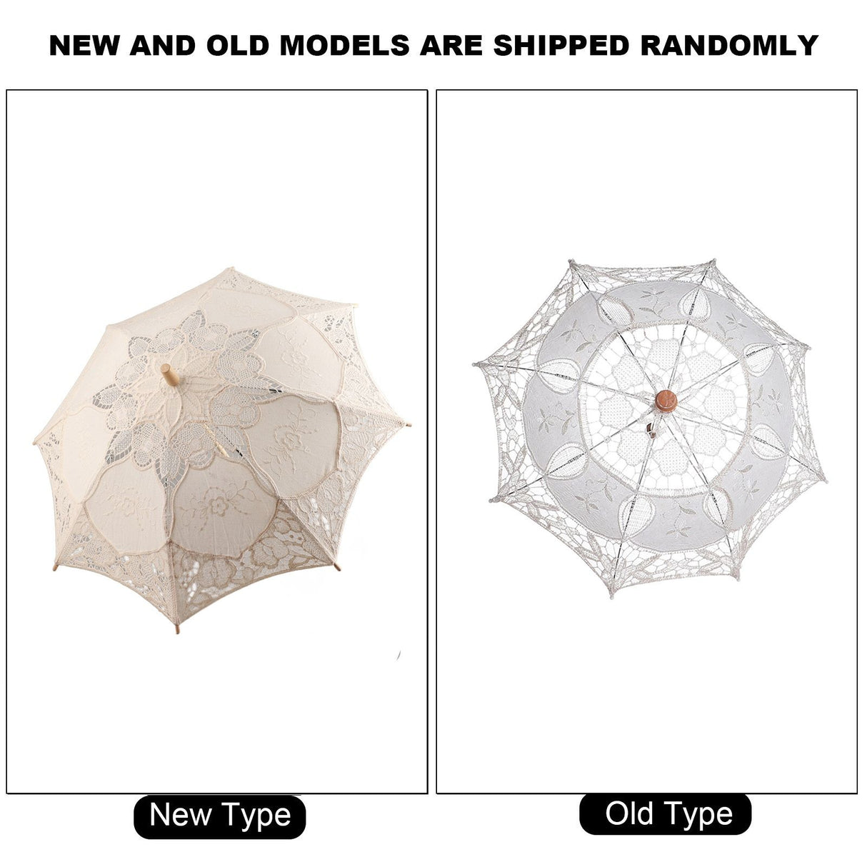 Lady Wedding Lace Umbrella Parasol Sun Umbrellas Party Bridal Photo Taking Decor(Ivory Large)