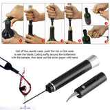 Air Pressure Kitchen Red Wine Bottle Opener Corkscrew Tool Black with Blade - 45-Degree Angle