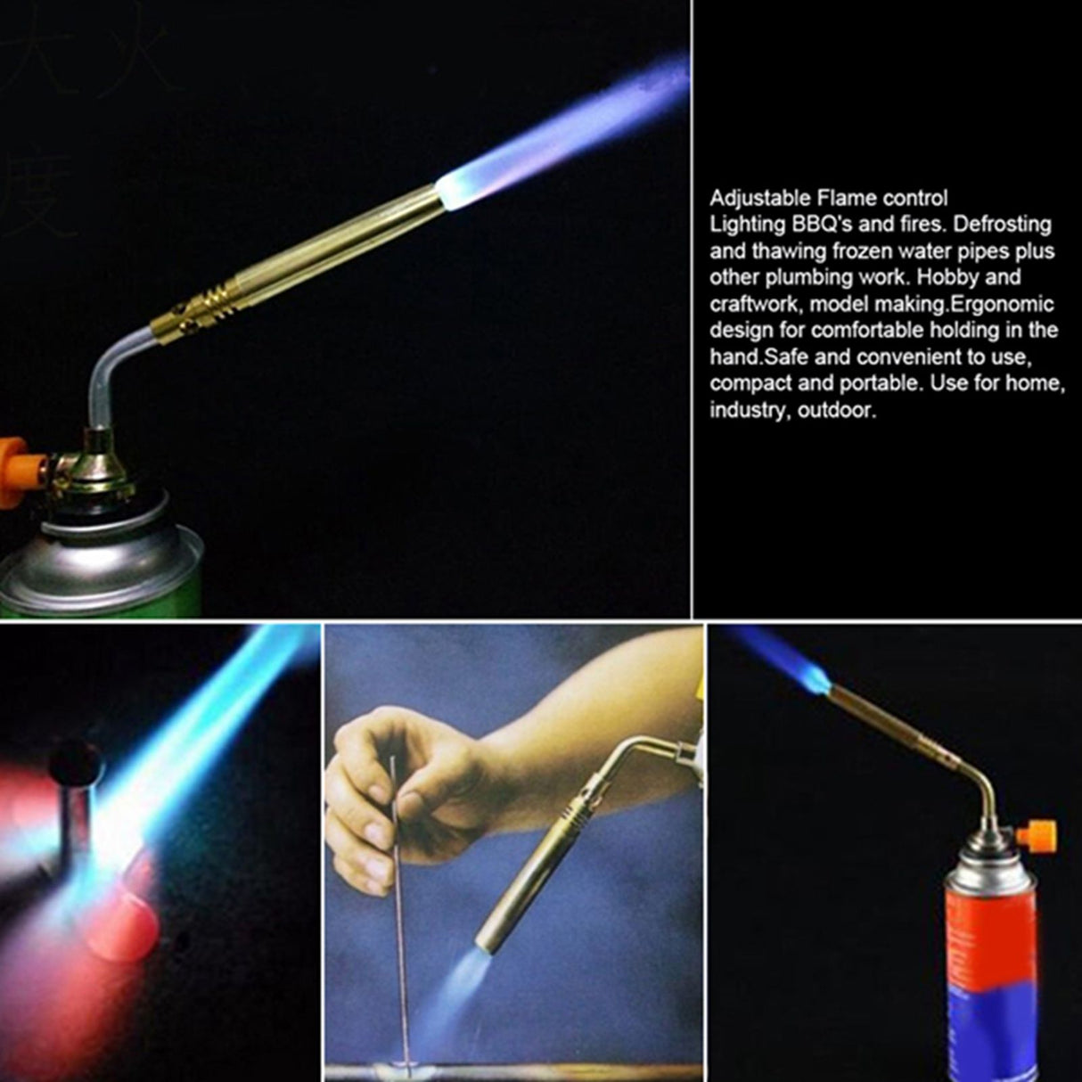 Flamethrower Burner Butane Gas Blow Torch Hand Ignition Camping Welding BBQ