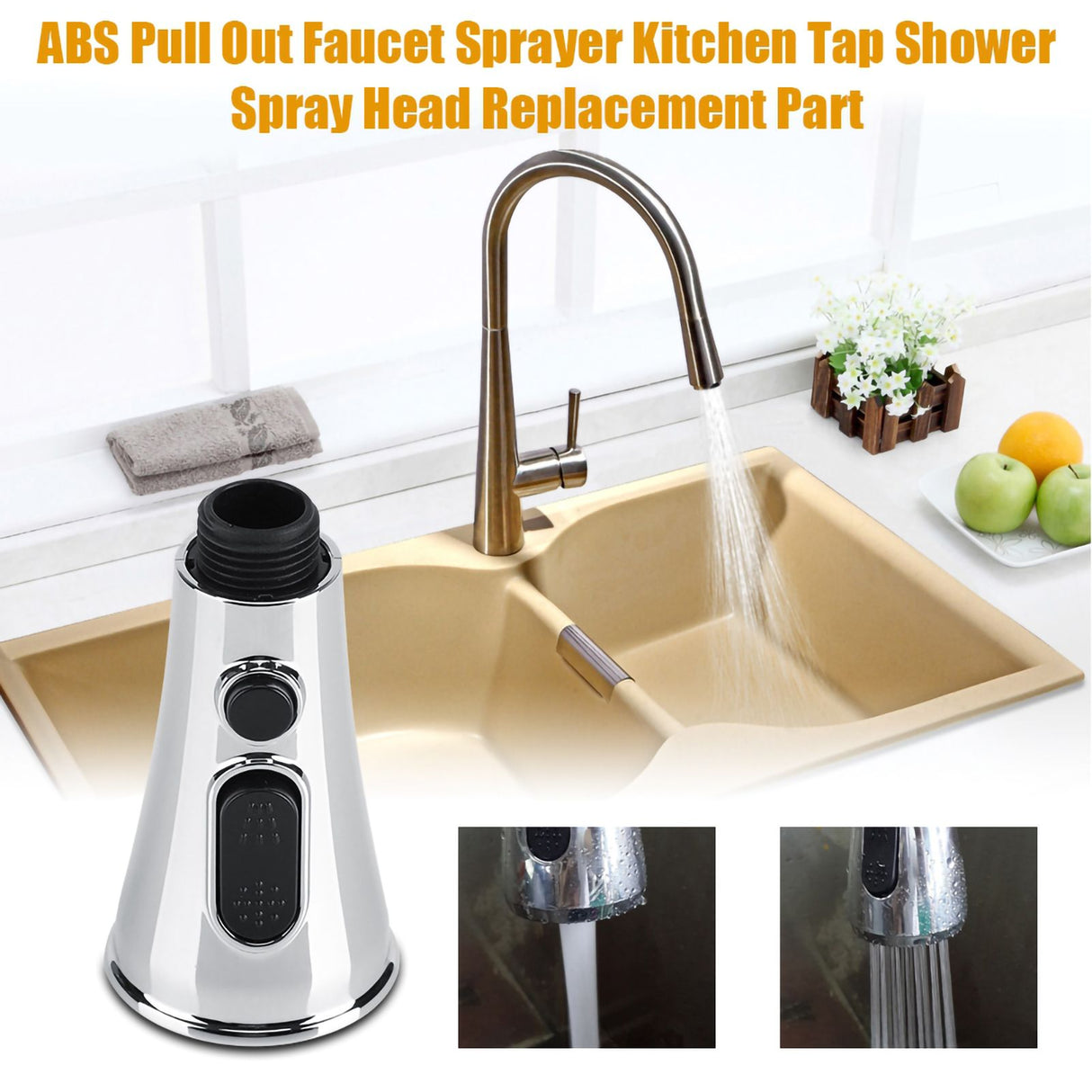 ABS Pull Out Faucet Sprayer Kitchen Bathroom Tap Shower Spray Head Replacement Part