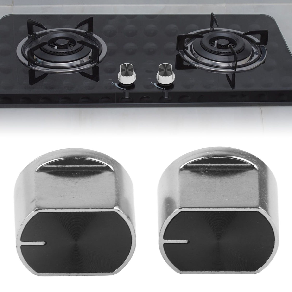 2pcs Universal Gas Stove Cooker Part Control Knobs Replacement Zinc Alloy Rotary Switch