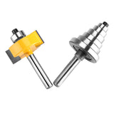 1/2"H - 1/4" Shank Rabbet Router Bit with 7 Bearings Set for Solid Wood Particle Board Plywood
