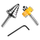 1/2"H - 1/4" Shank Rabbet Router Bit with 7 Bearings Set for Solid Wood Particle Board Plywood