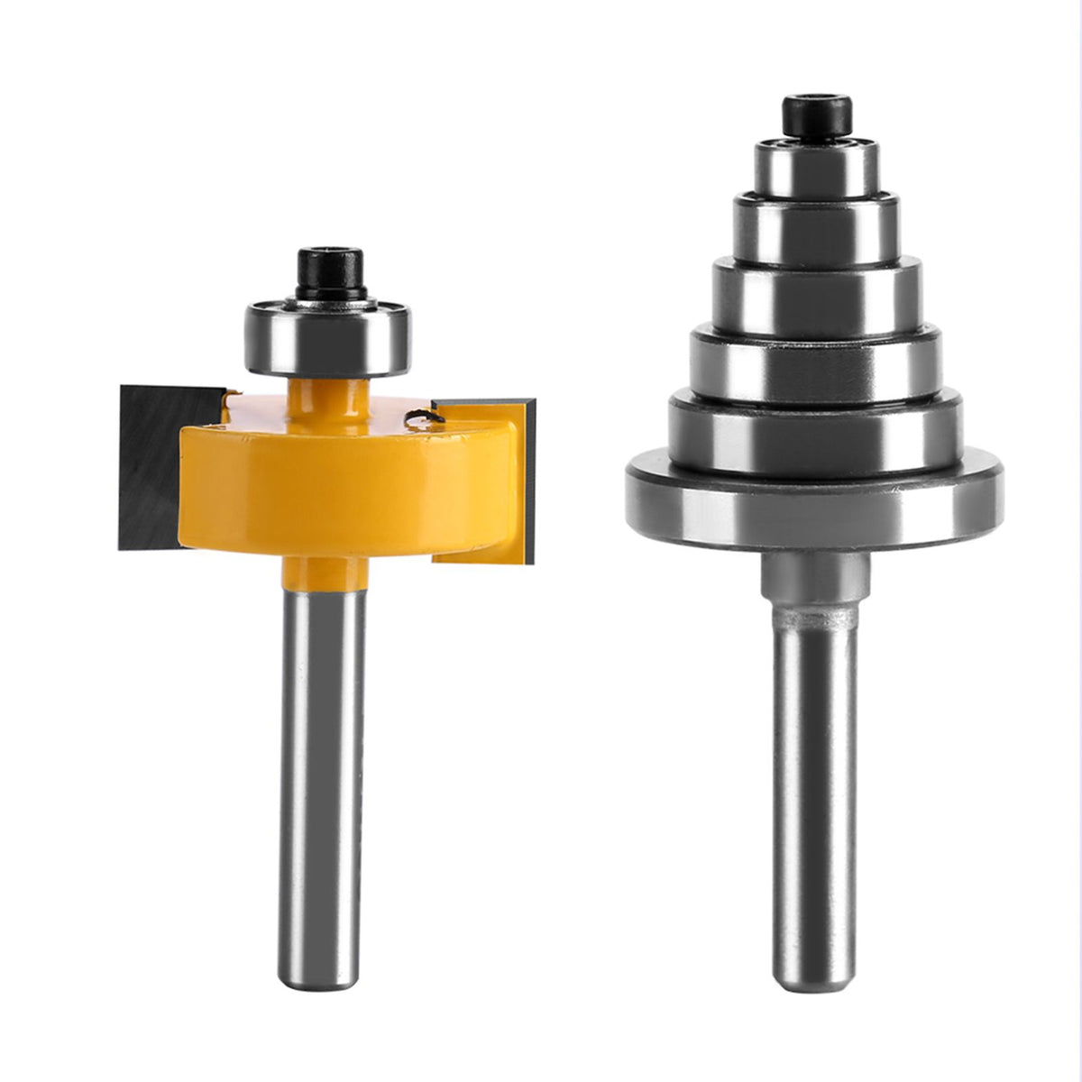 1/2"H - 1/4" Shank Rabbet Router Bit with 7 Bearings Set for Solid Wood Particle Board Plywood