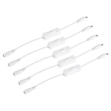 5Pcs LED Strip Light Wire Switch with Female and Male DC 12V Power Connector Plug White