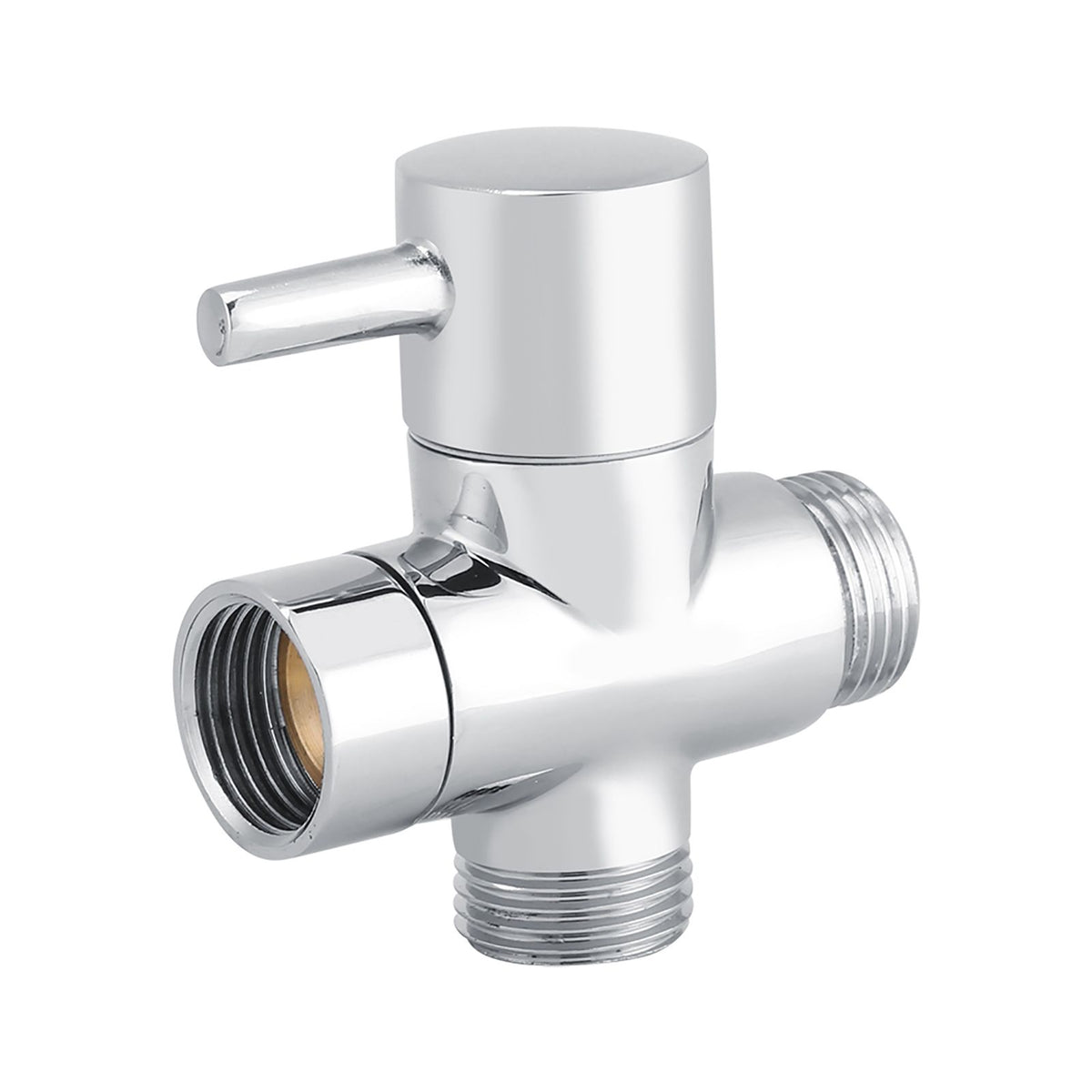 3-Way T Shape Diverter Shut Off Valve Shower Toilet Bidet Sprayer Water Adapter Chrome Color