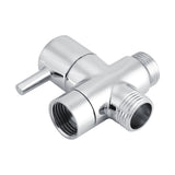 3-Way T Shape Diverter Shut Off Valve Shower Toilet Bidet Sprayer Water Adapter Chrome Color - Top-Down View