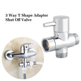 3-Way T Shape Diverter Shut Off Valve Shower Toilet Bidet Sprayer Water Adapter Chrome Color