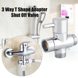 3-Way T Shape Diverter Shut Off Valve Shower Toilet Bidet Sprayer Water Adapter Chrome Color - Extra Image