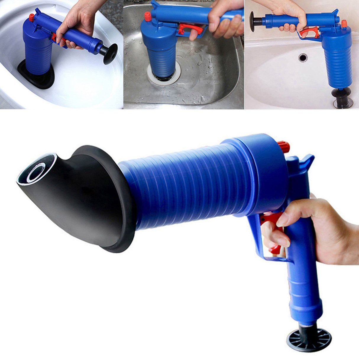 Drain Pump Cleaner Air Power Blaster Unblock Adapters Toilet Wash Basin Home