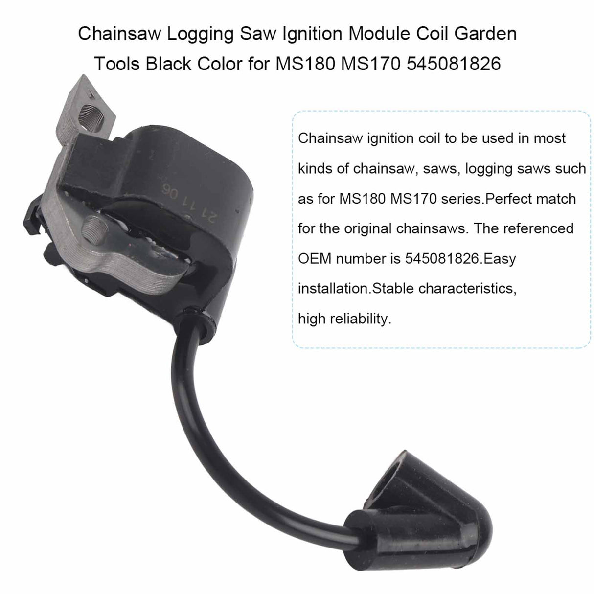 Chainsaw Logging Saw Ignition Module Coil Garden Tools Black Color for MS180 MS170