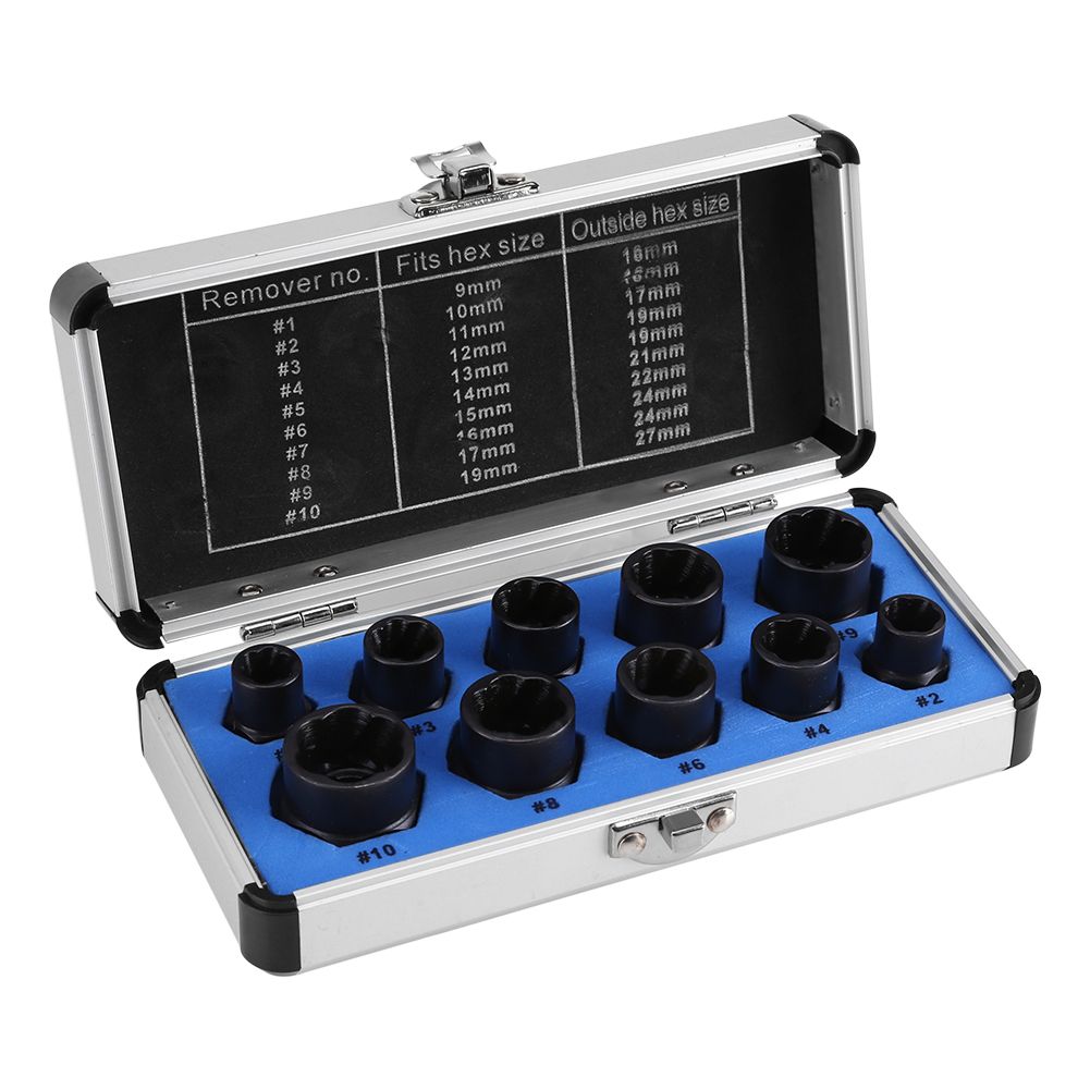 10 Pieces Damaged Bolt Nut Screw Remover Extractor Removal Set Threading Tools Kit