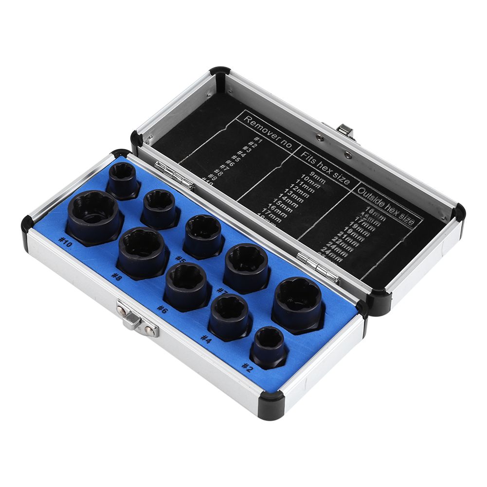 10 Pieces Damaged Bolt Nut Screw Remover Extractor Removal Set Threading Tools Kit