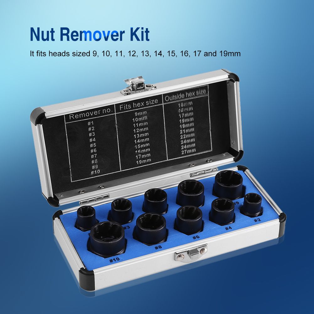10 Pieces Damaged Bolt Nut Screw Remover Extractor Removal Set Threading Tools Kit
