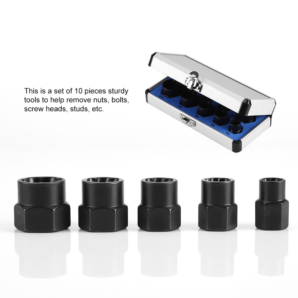10 Pieces Damaged Bolt Nut Screw Remover Extractor Removal Set Threading Tools Kit