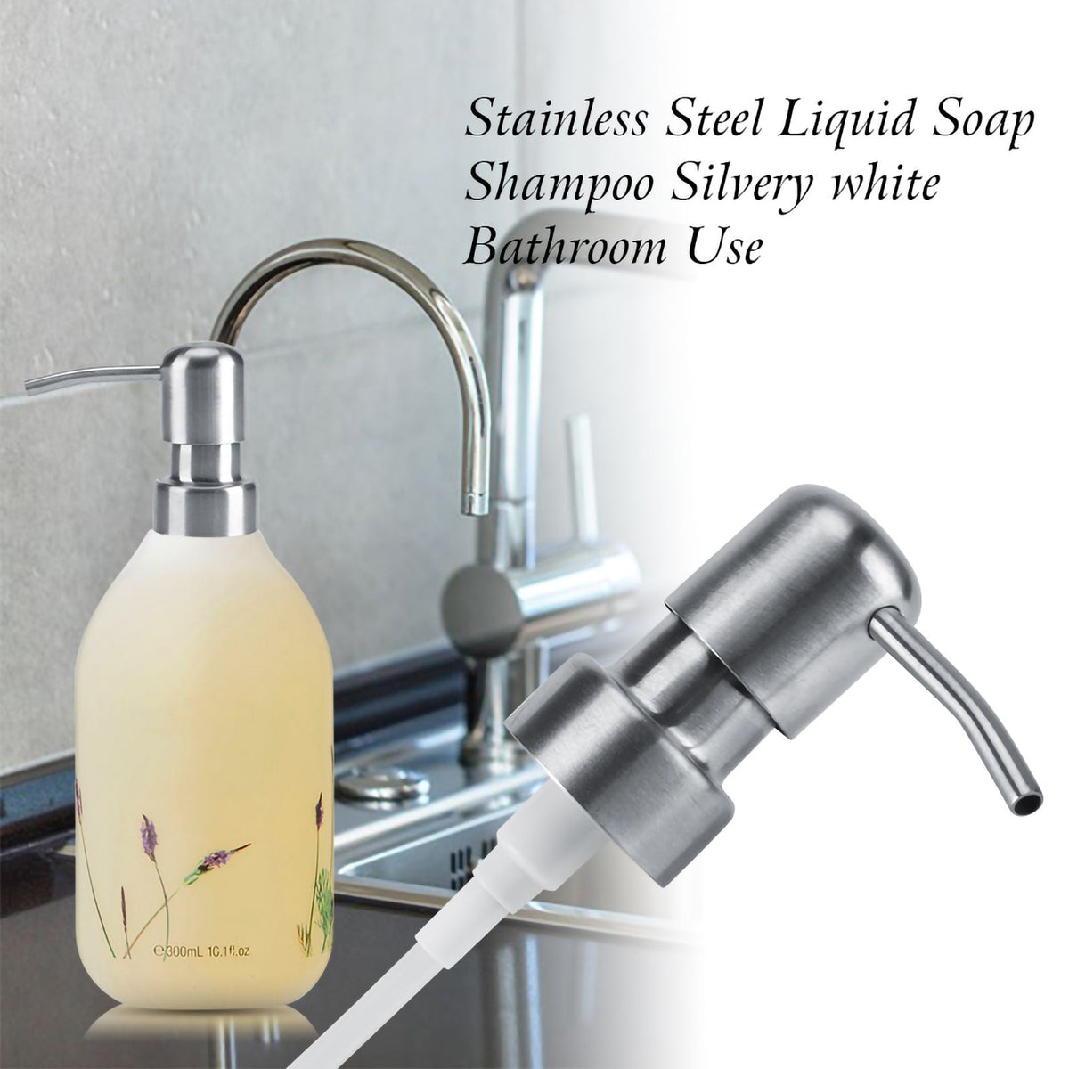 1Pc 304 Stainless Steel Liquid Soap Shampoo Silvery white Pump Kitchen Bathroom Use (for 2.5cm)