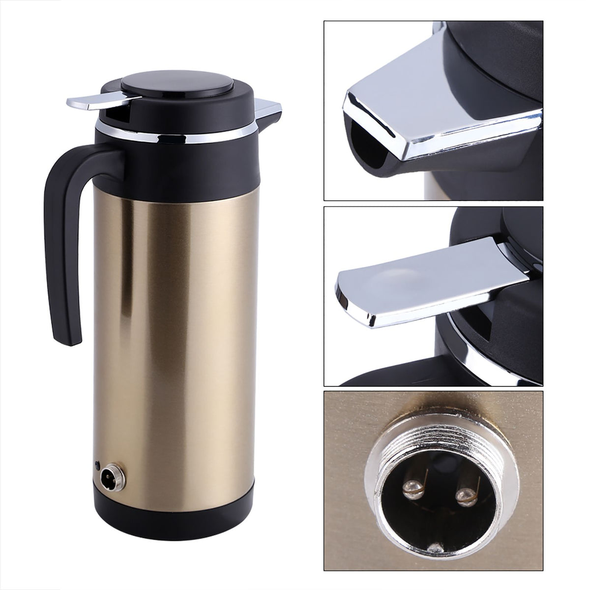 850mL 12V Portable in Car Stainless Steel Electric Heating Cup Boiling Water Bettle Travel Use