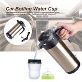 850mL 12V Portable in Car Stainless Steel Electric Heating Cup Boiling Water Bettle Travel Use - 45-Degree Angle