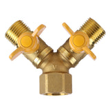 G1/2 Brass Garden Irrigation 2 Way Double Tap Hose Adapter Dual Faucet Connector