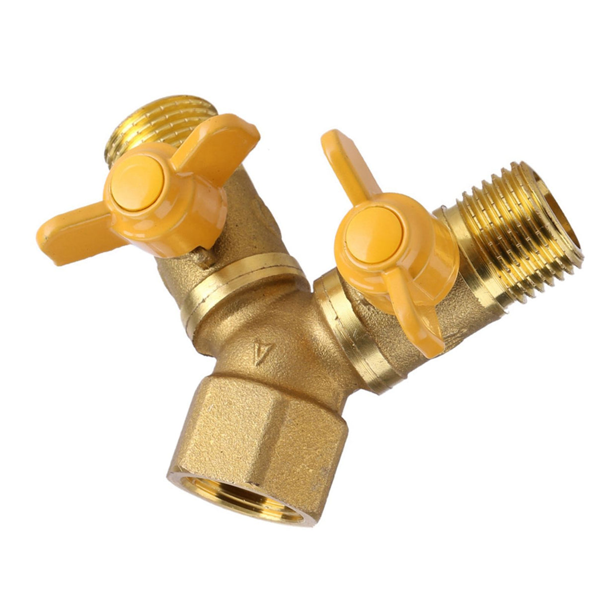 G1/2 Brass Garden Irrigation 2 Way Double Tap Hose Adapter Dual Faucet Connector