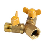 G1/2 Brass Garden Irrigation 2 Way Double Tap Hose Adapter Dual Faucet Connector - Low Angle
