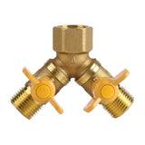 G1/2 Brass Garden Irrigation 2 Way Double Tap Hose Adapter Dual Faucet Connector