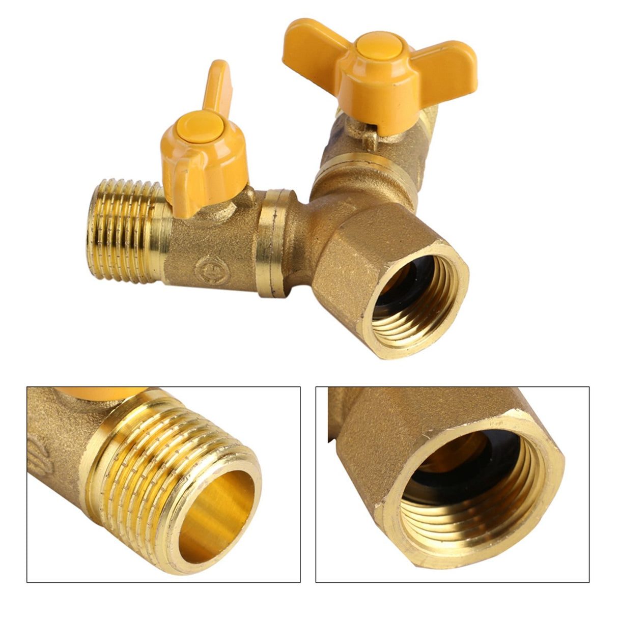 G1/2 Brass Garden Irrigation 2 Way Double Tap Hose Adapter Dual Faucet Connector