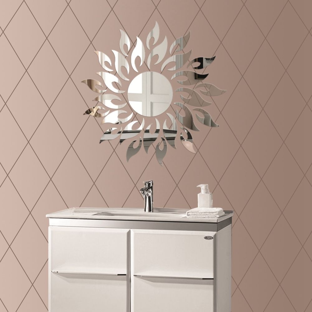 Sunflower Acrylic Mirror 3D Removable Wall Sticker Mirror Effect Decal for Bedroom TV Backgroun