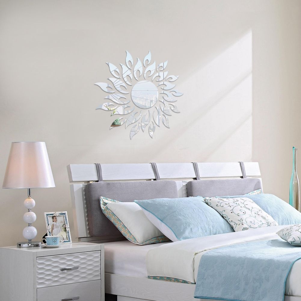 Sunflower Acrylic Mirror 3D Removable Wall Sticker Mirror Effect Decal for Bedroom TV Backgroun