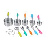 Ejoyous 10 Pieces Stainless Steel Measuring Cups and Spoons with Silicone Handle Grip Kitchen M